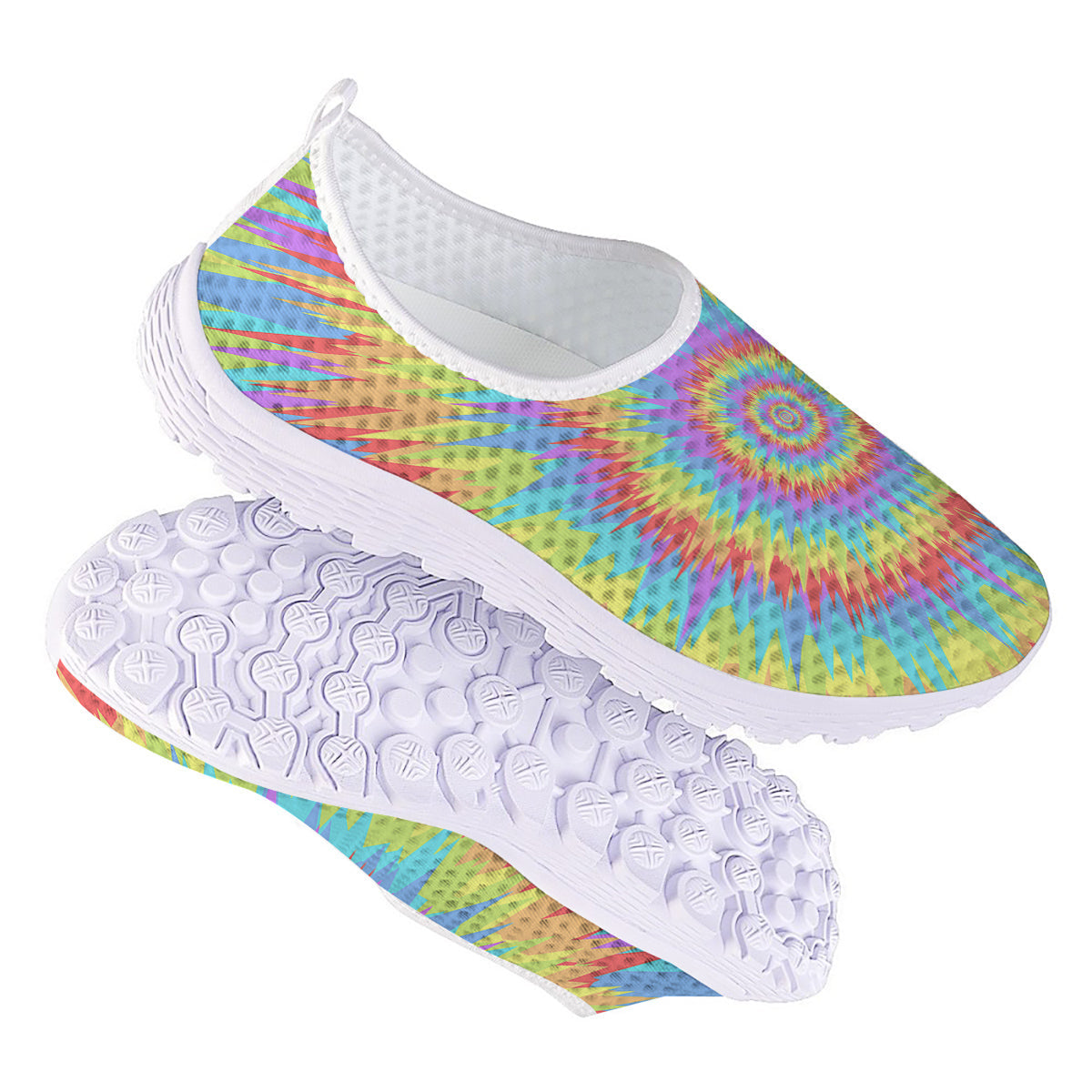 Optical Illusion Colorful Psychedelic Nurse Shoes-grizzshop