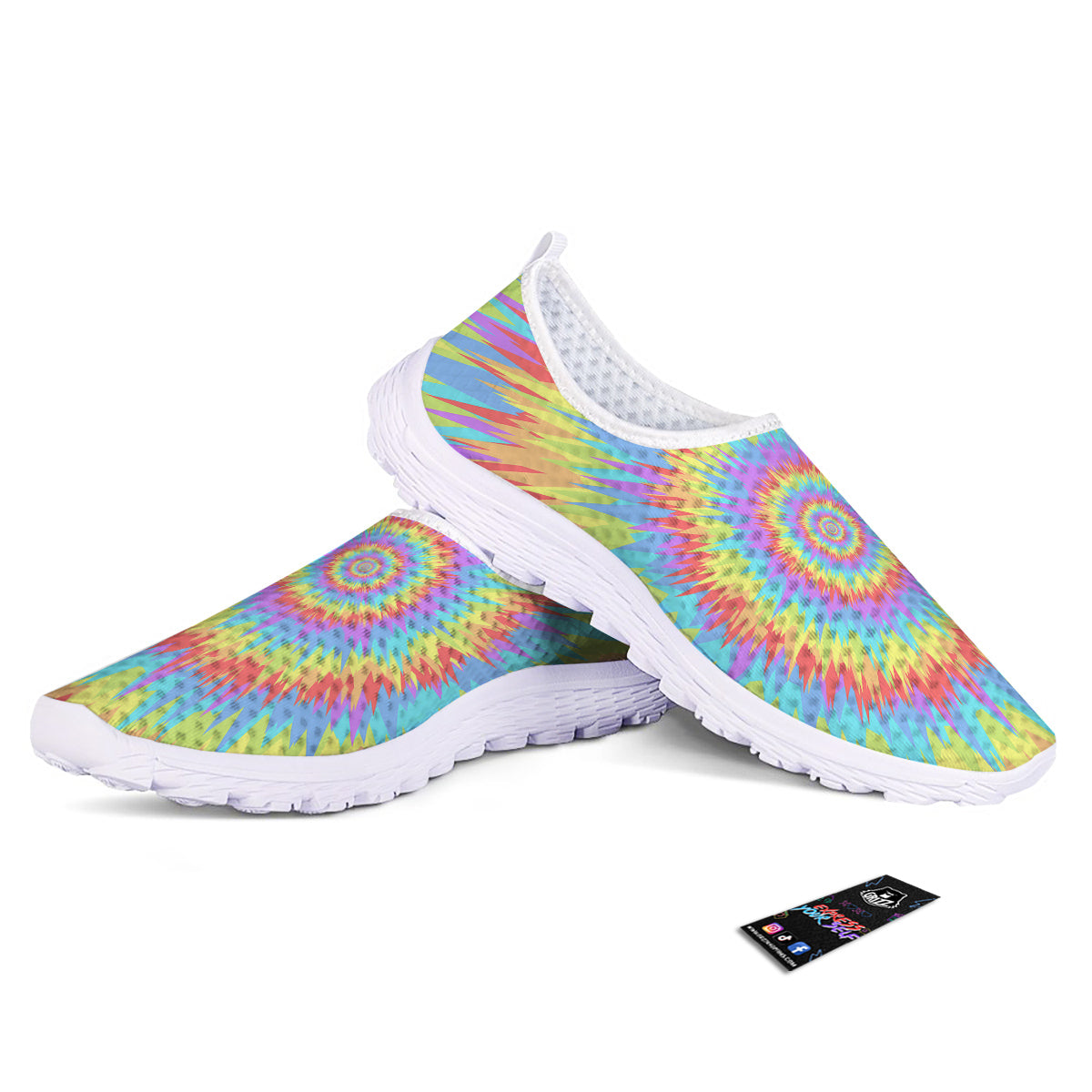 Optical Illusion Colorful Psychedelic Nurse Shoes-grizzshop