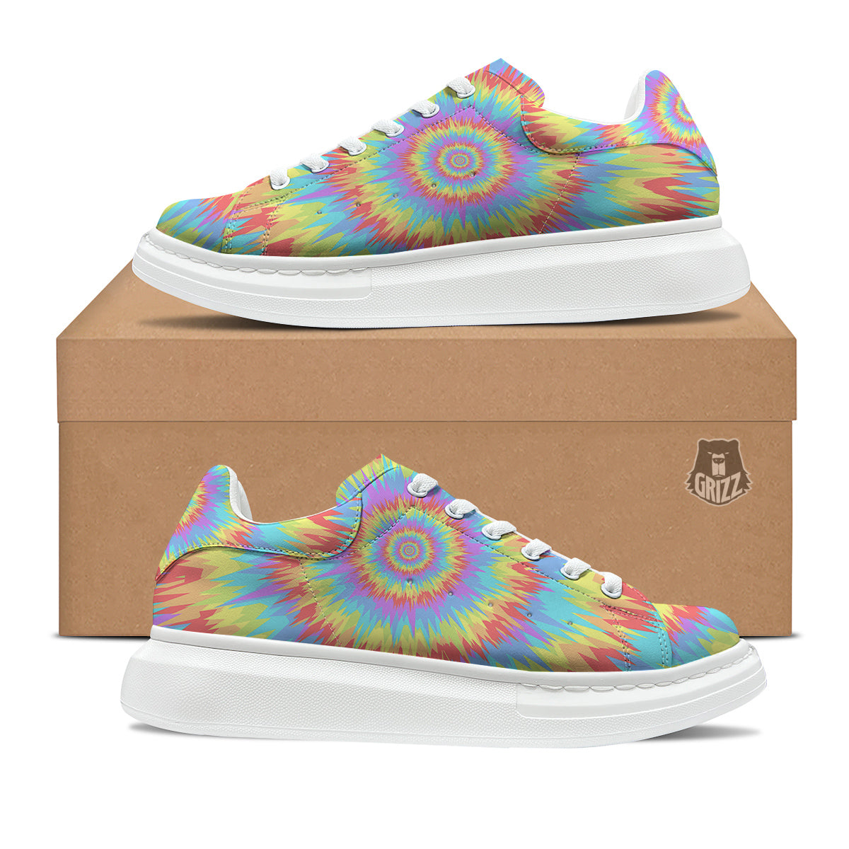Optical Illusion Colorful Psychedelic Platform Shoes-grizzshop