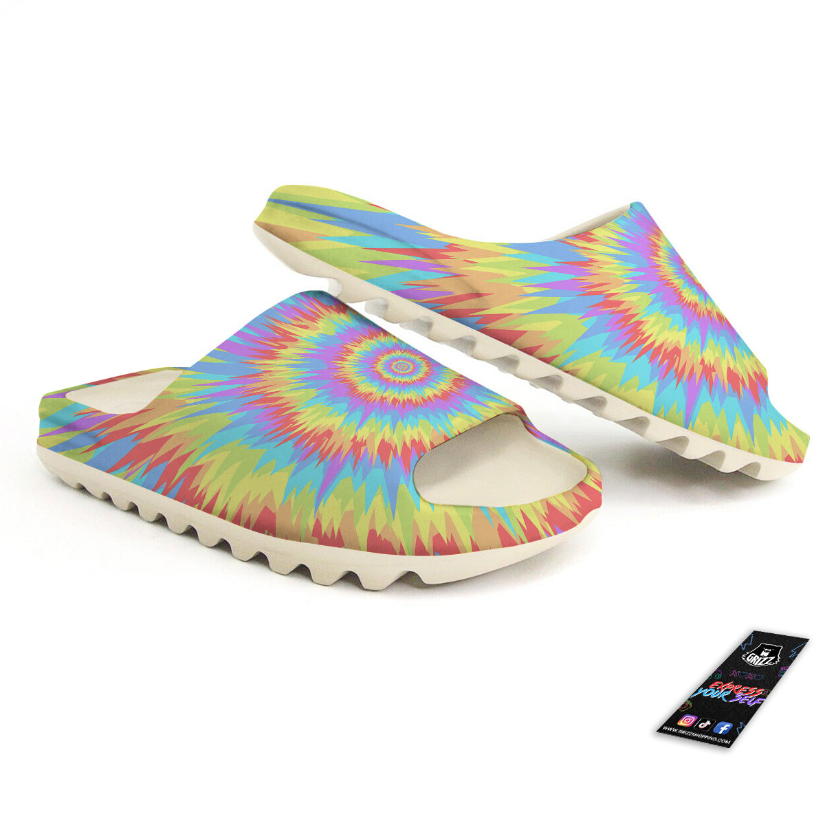 Optical Illusion Colorful Psychedelic Sandals-grizzshop