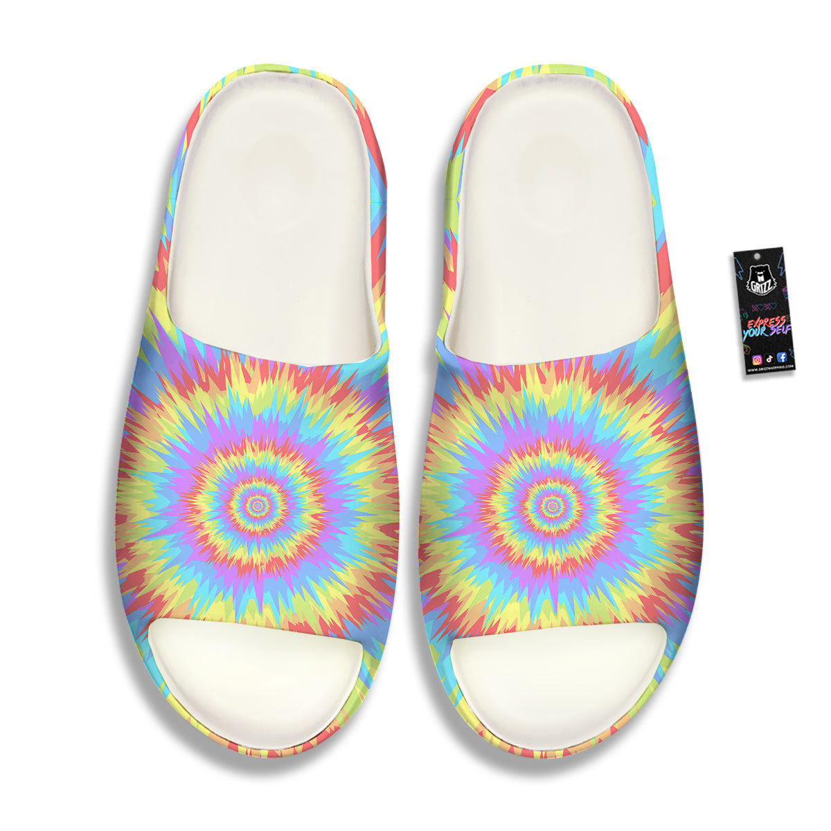 Optical Illusion Colorful Psychedelic Sandals-grizzshop