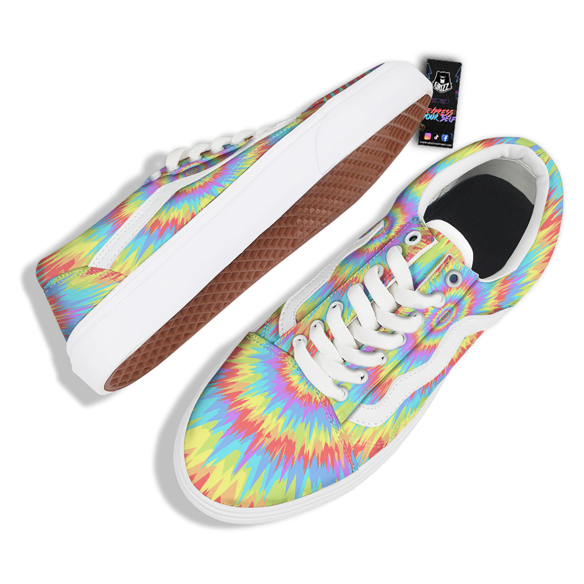 Optical Illusion Colorful Psychedelic Skate Shoes-grizzshop