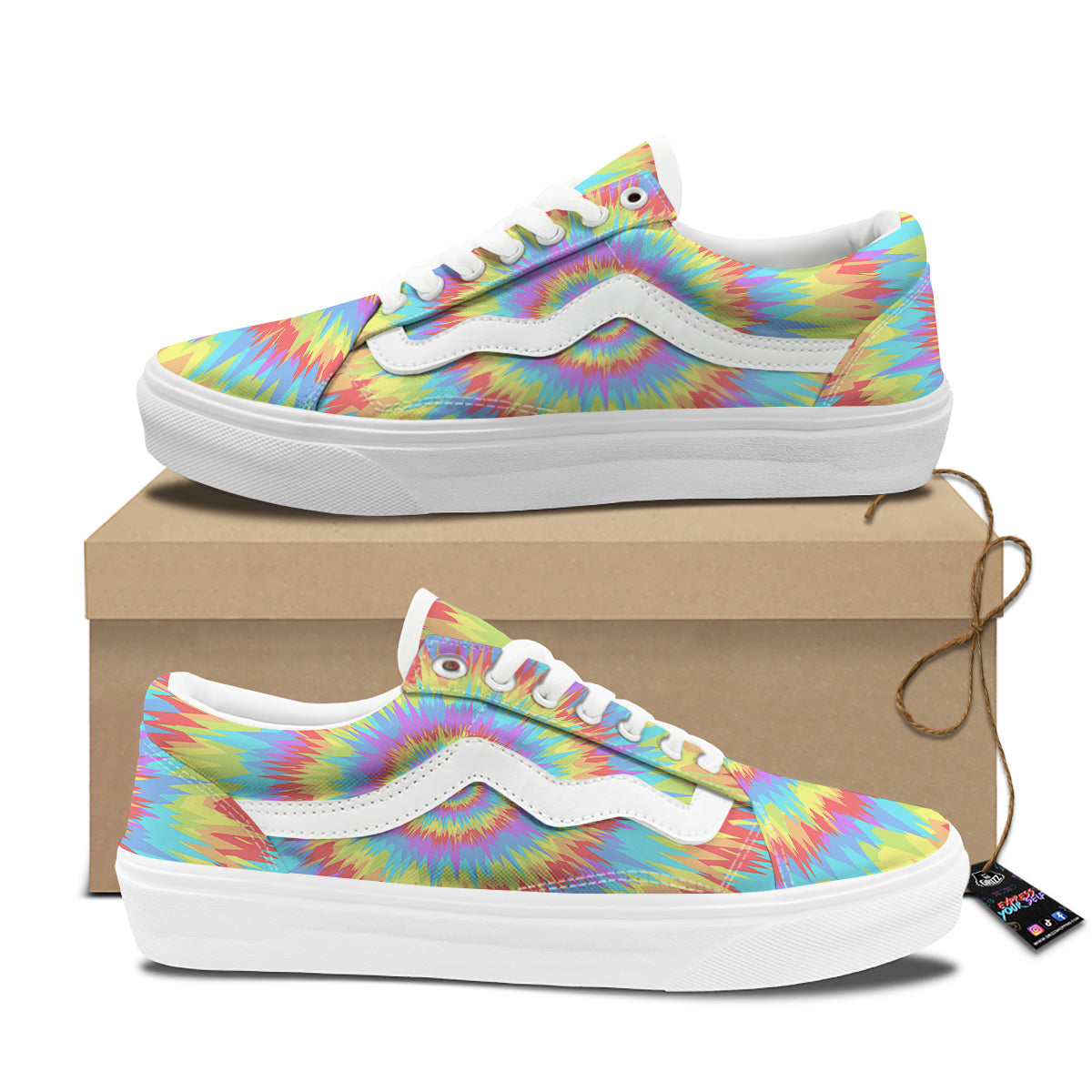 Optical Illusion Colorful Psychedelic Skate Shoes-grizzshop