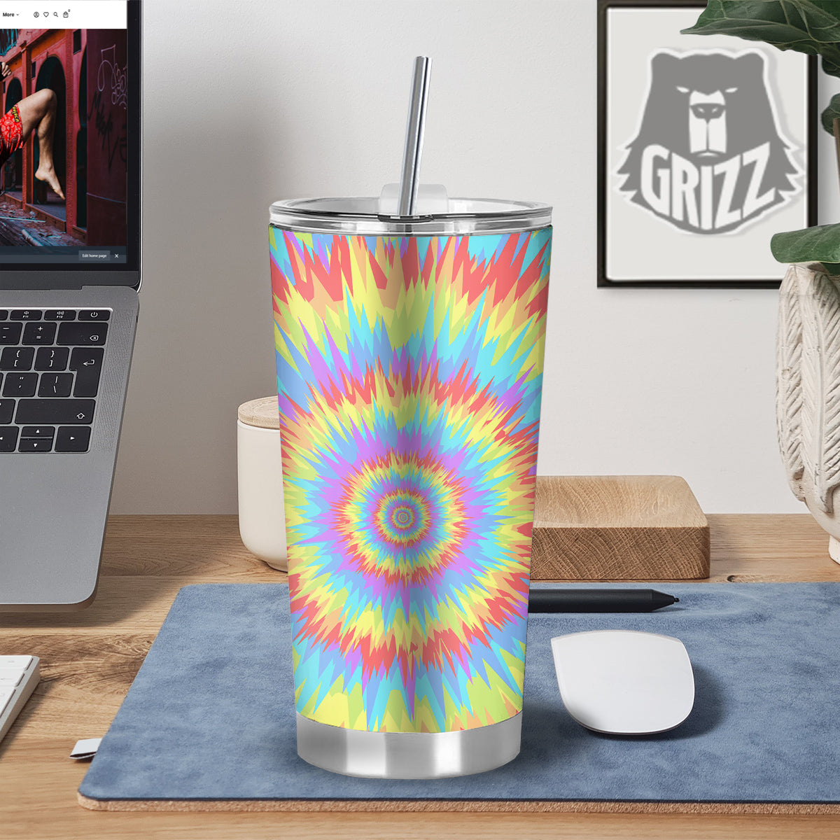 Optical Illusion Colorful Psychedelic Tumbler-grizzshop