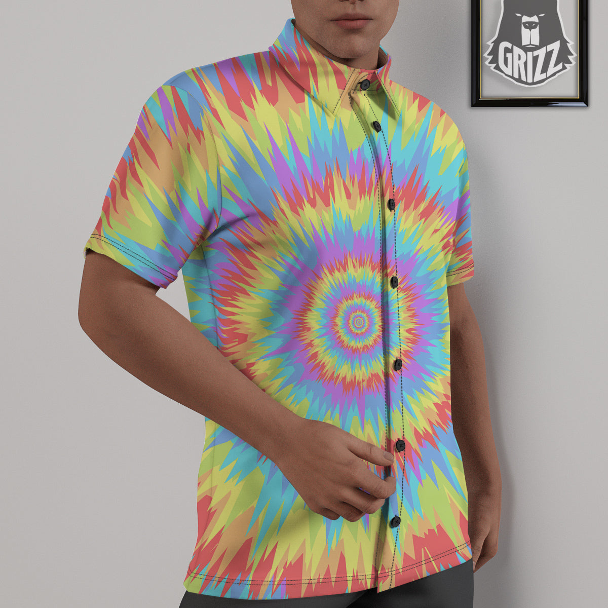 Optical Illusion Colorful Psychedelic Untucked Shirts-grizzshop