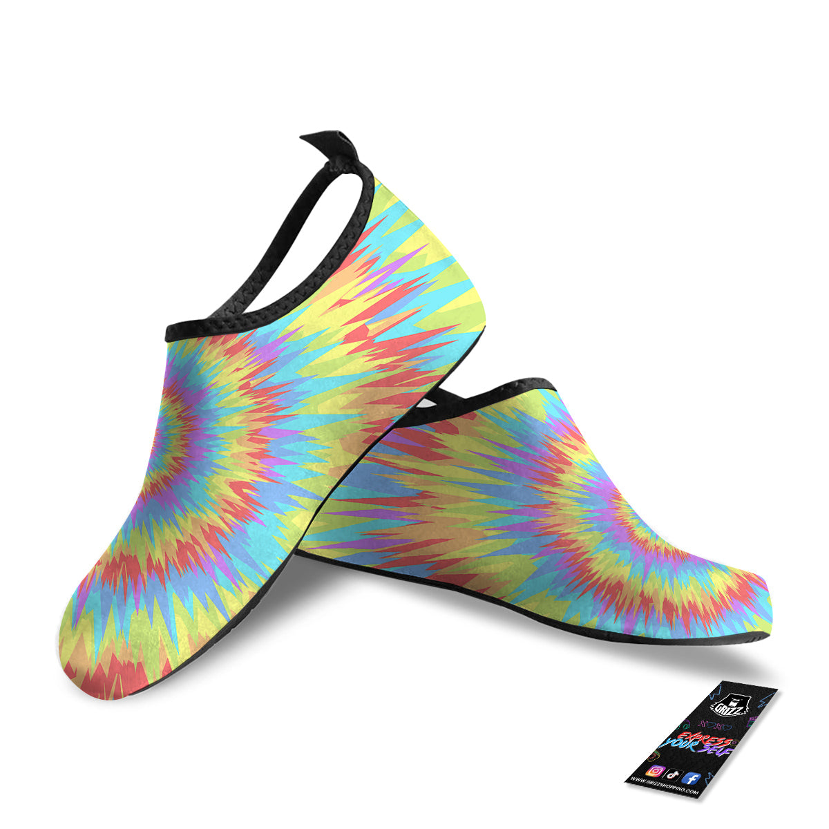 Optical Illusion Colorful Psychedelic Water Shoes-grizzshop