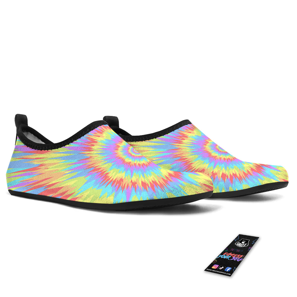 Optical Illusion Colorful Psychedelic Water Shoes-grizzshop