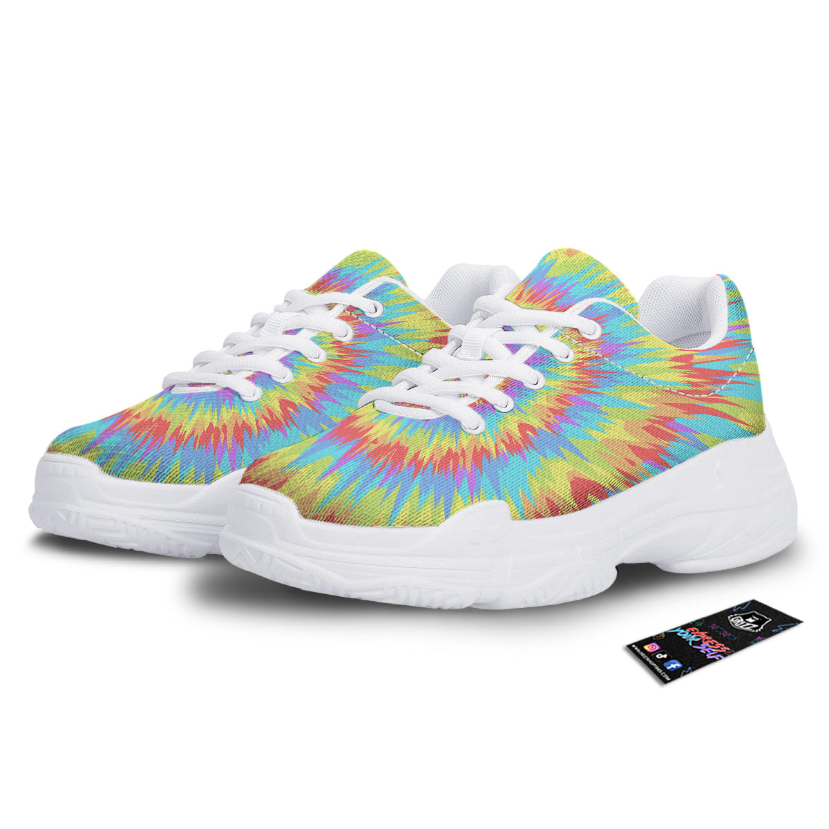 Optical Illusion Colorful Psychedelic White Chunky Shoes-grizzshop