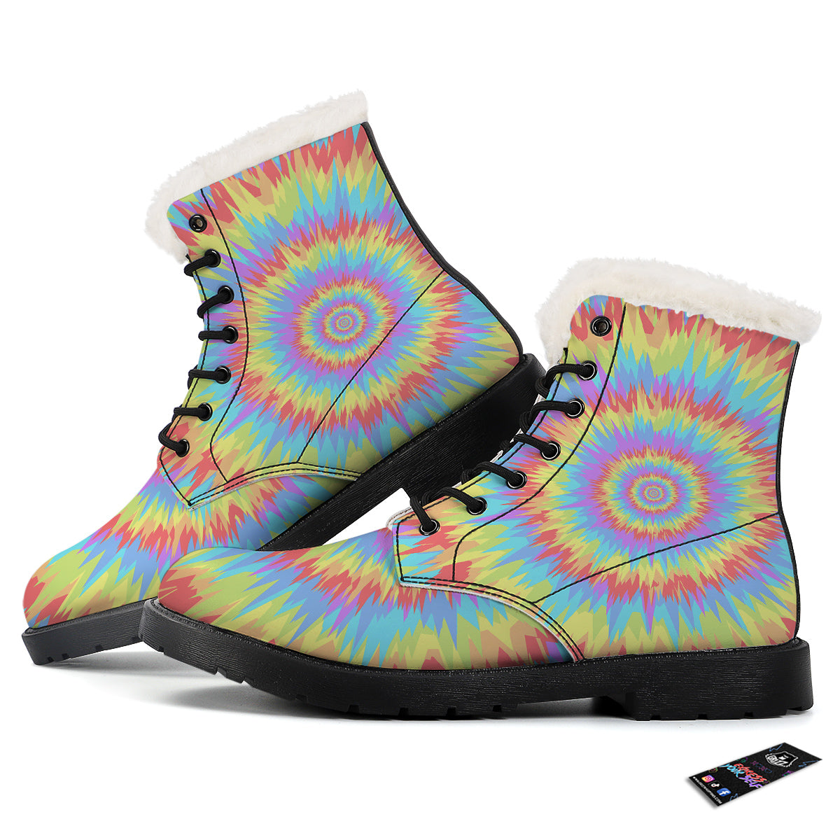 Optical Illusion Colorful Psychedelic Winter Boots-grizzshop