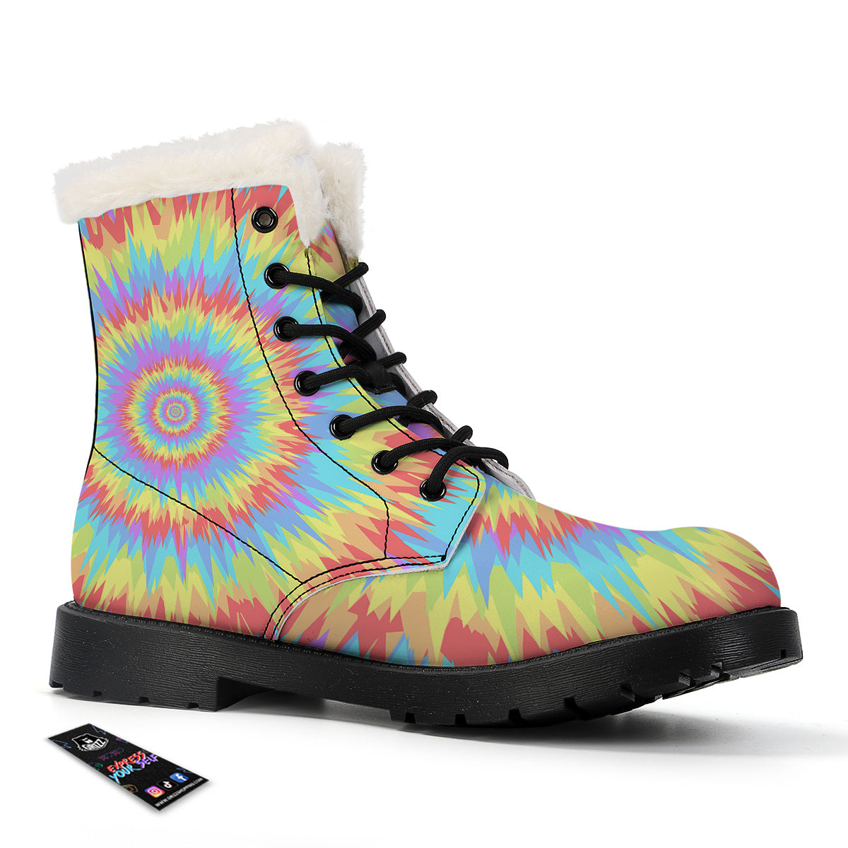 Optical Illusion Colorful Psychedelic Winter Boots-grizzshop