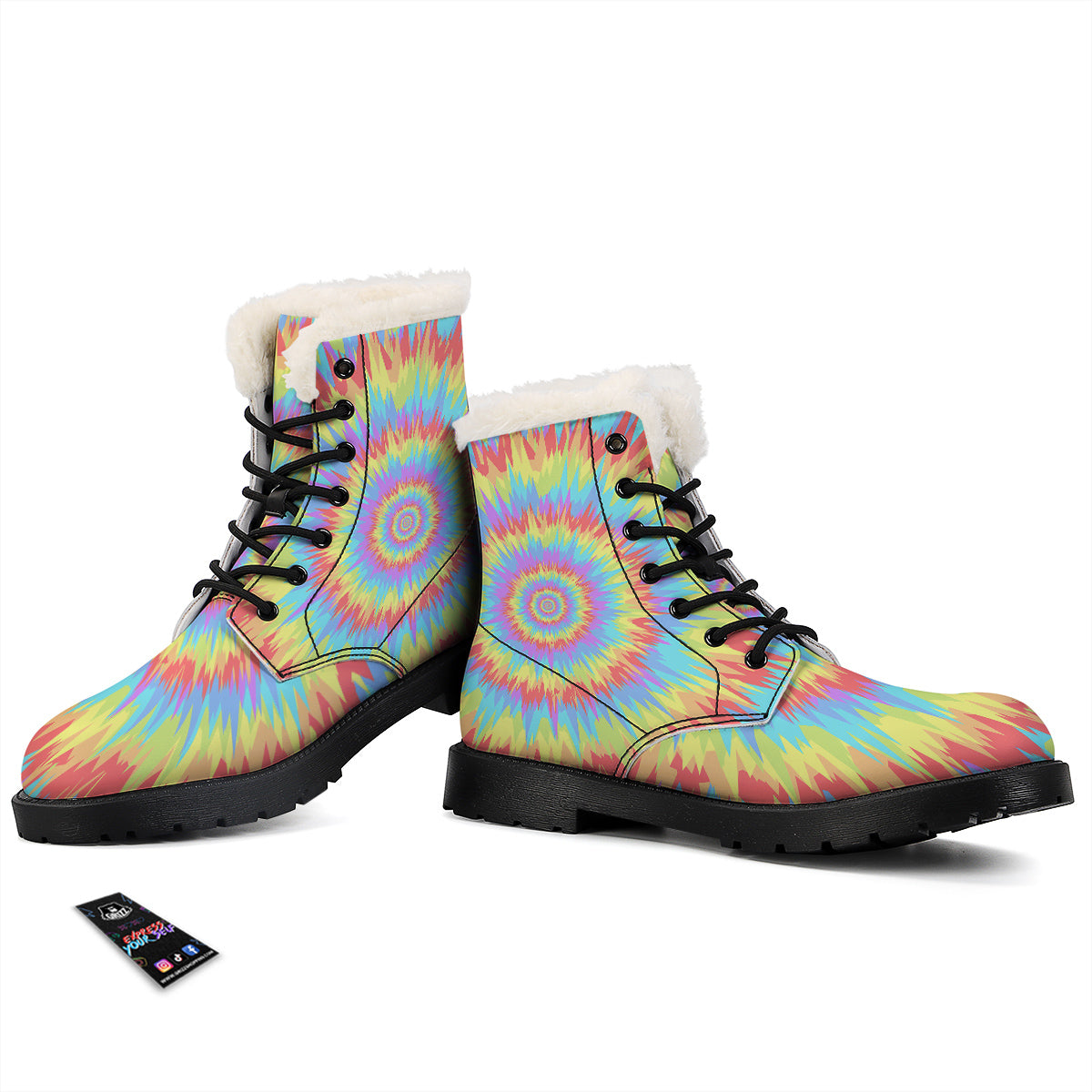 Optical Illusion Colorful Psychedelic Winter Boots-grizzshop