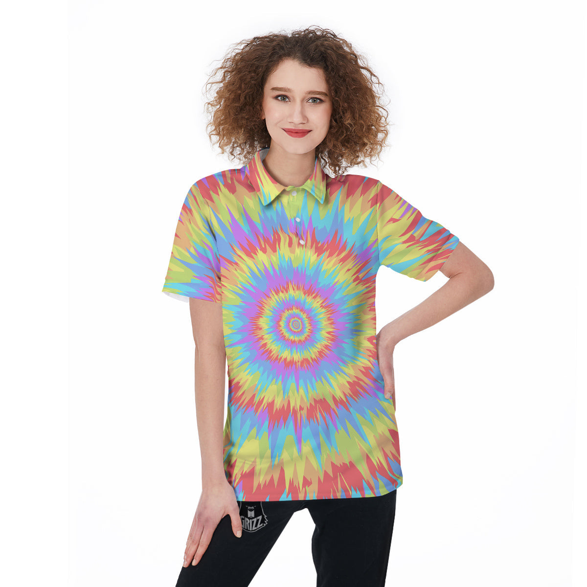 Optical Illusion Colorful Psychedelic Women's Golf Shirts-grizzshop