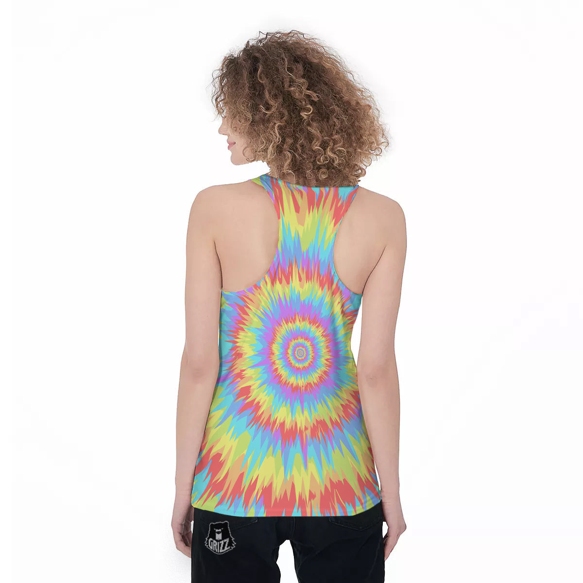 Optical Illusion Colorful Psychedelic Women's Racerback Tank Top-grizzshop