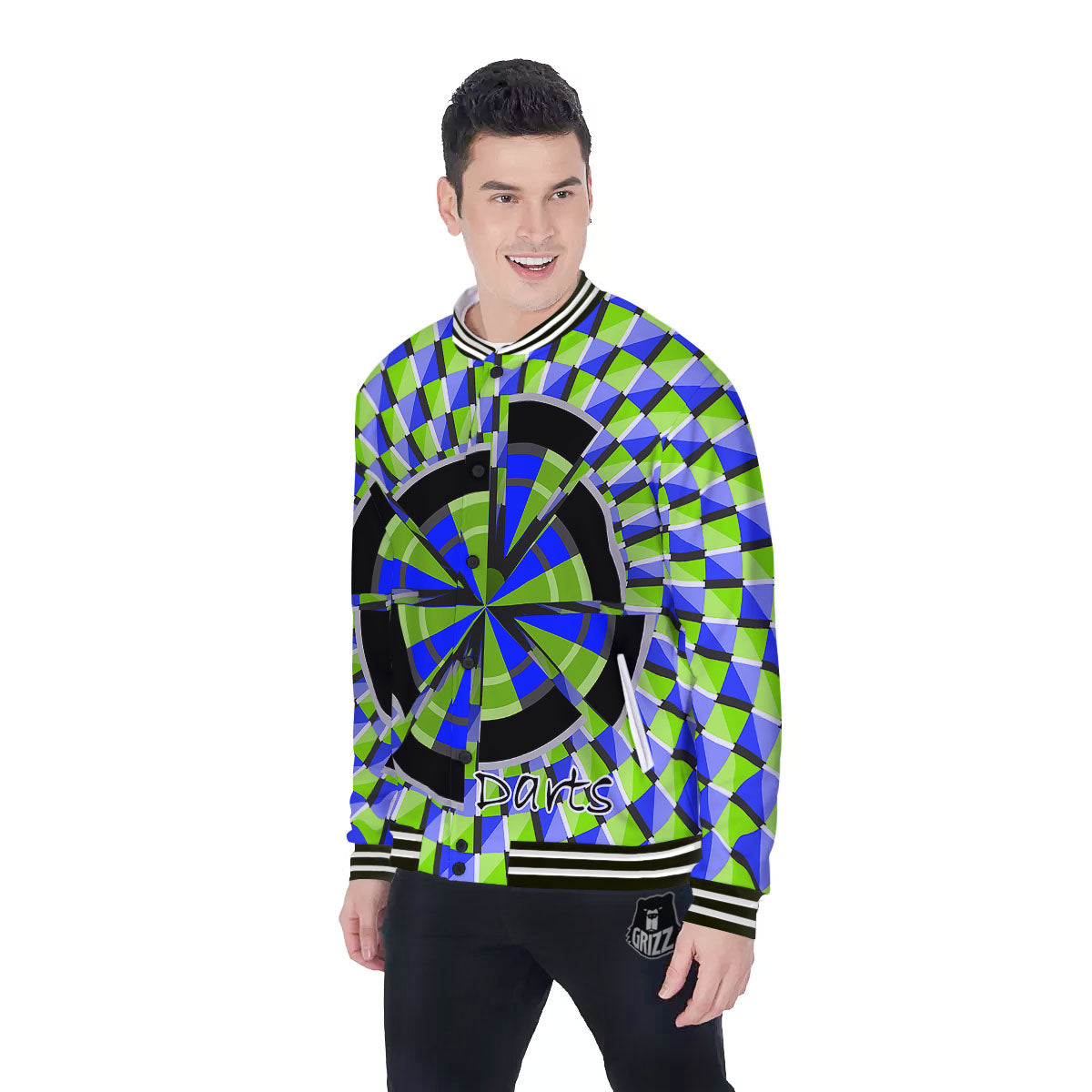 Optical Illusion Dartboard Moving Baseball Jacket-grizzshop