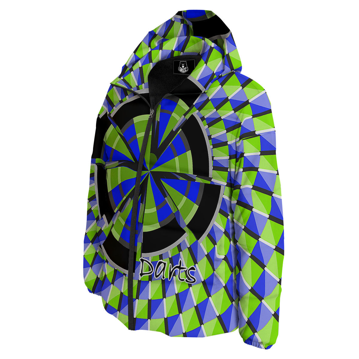 Optical Illusion Dartboard Moving Down Jacket-grizzshop