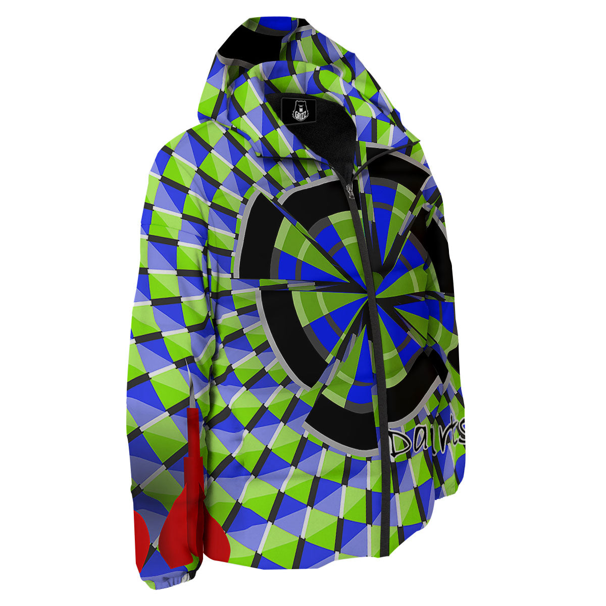 Optical Illusion Dartboard Moving Down Jacket-grizzshop