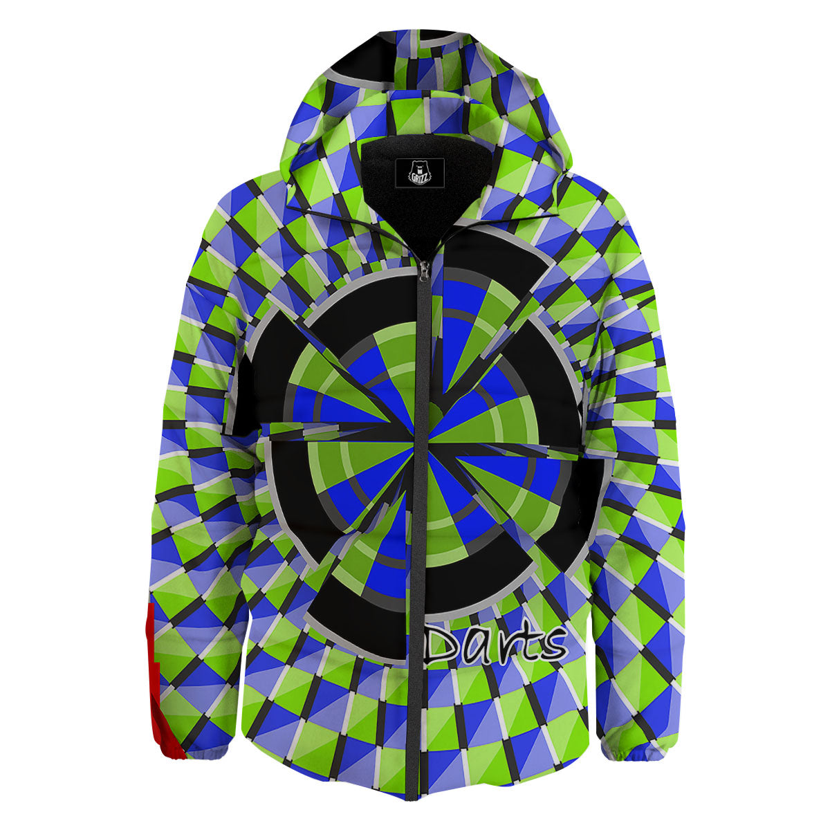 Optical Illusion Dartboard Moving Down Jacket-grizzshop
