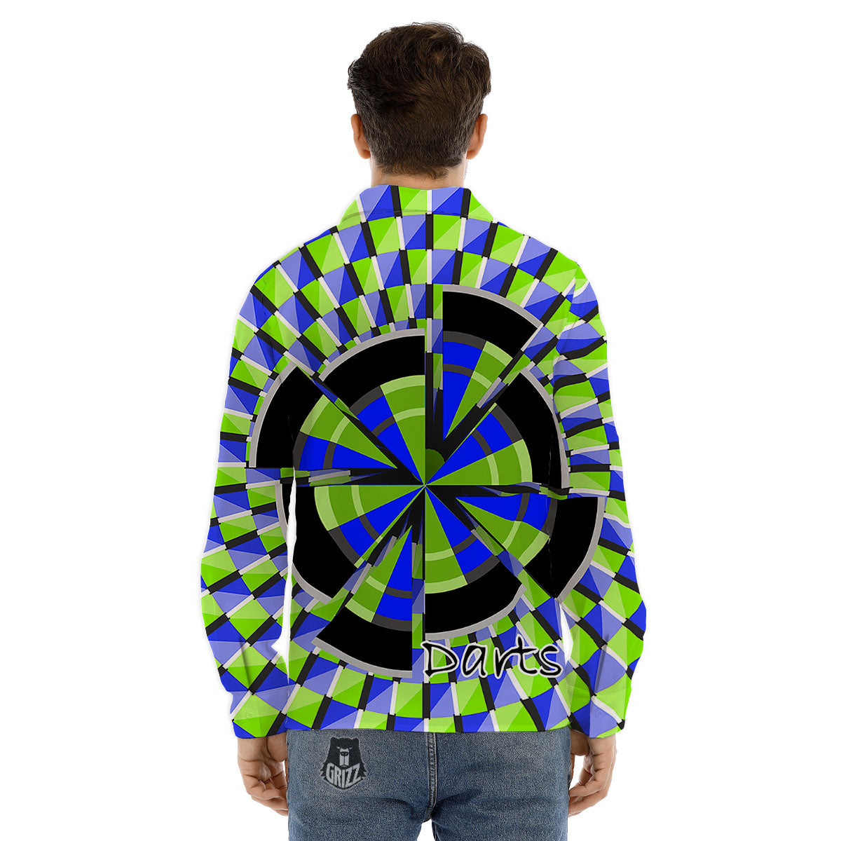 Optical Illusion Dartboard Moving Men's Dress Shirts-grizzshop