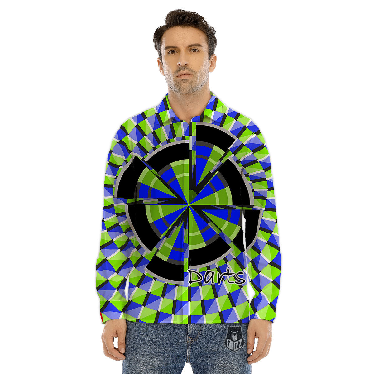 Optical Illusion Dartboard Moving Men's Dress Shirts-grizzshop