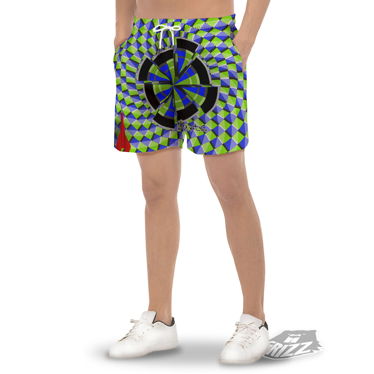 Optical Illusion Dartboard Moving Men's Gym Shorts-grizzshop