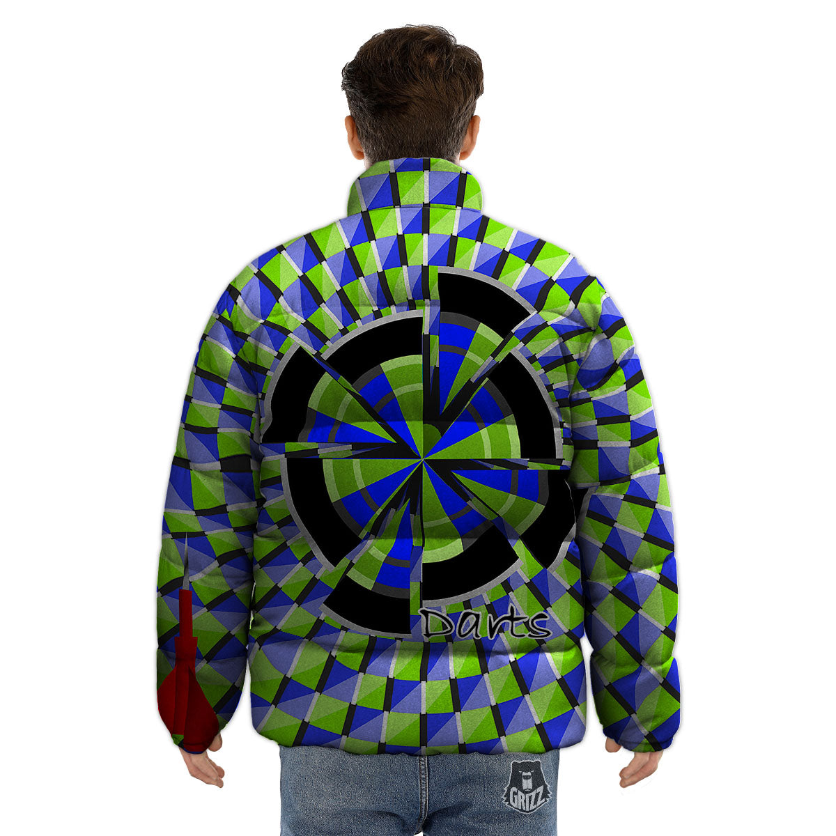 Optical Illusion Dartboard Moving Puffer Jacket-grizzshop