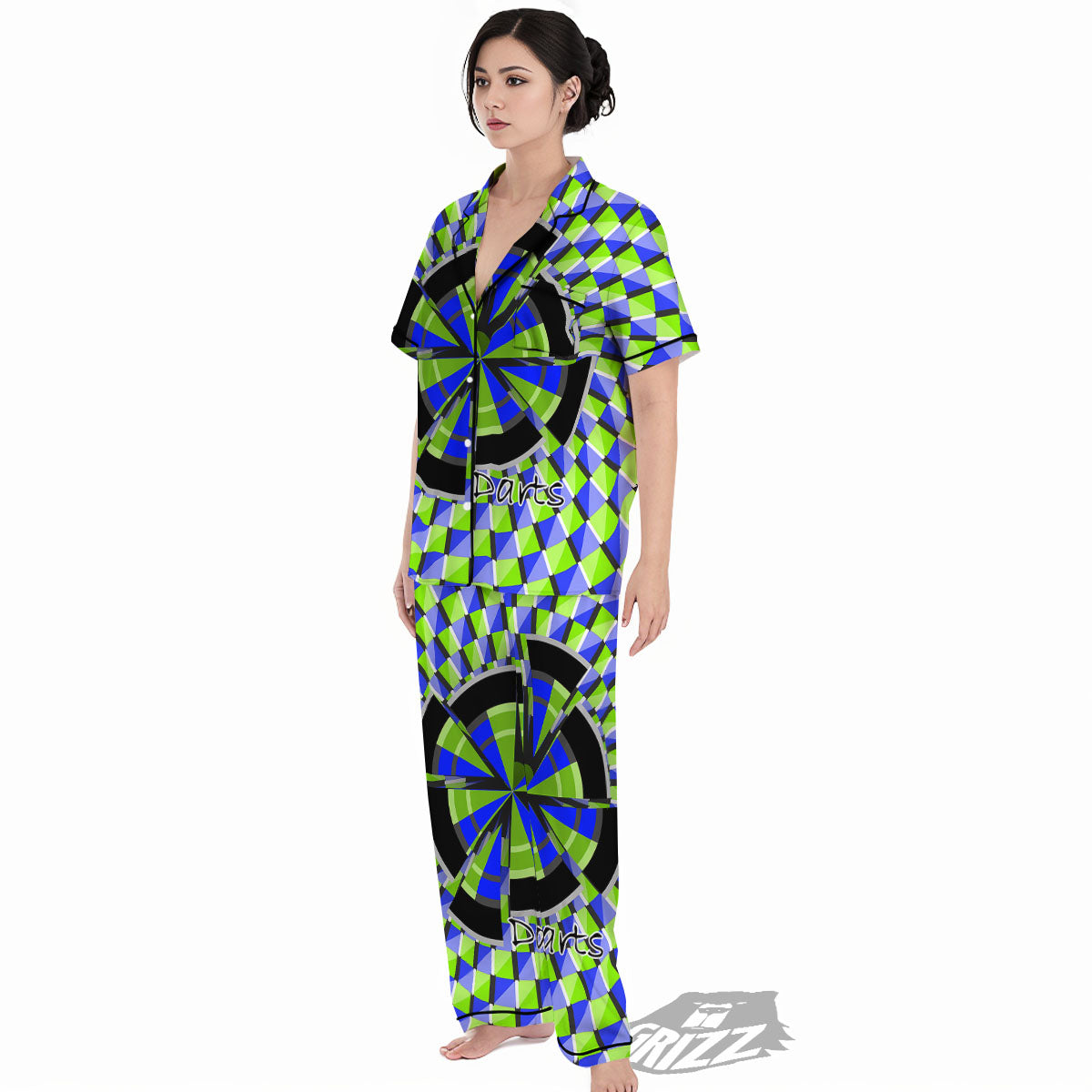 Optical Illusion Dartboard Moving Women's Pajamas Set-grizzshop