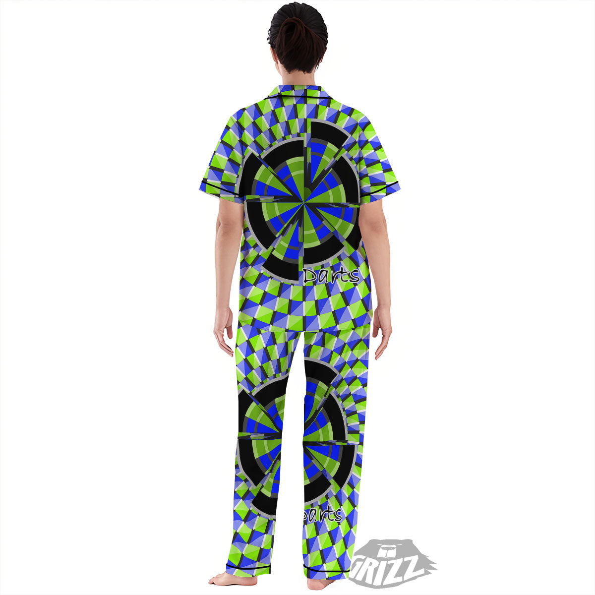 Optical Illusion Dartboard Moving Women's Pajamas Set-grizzshop