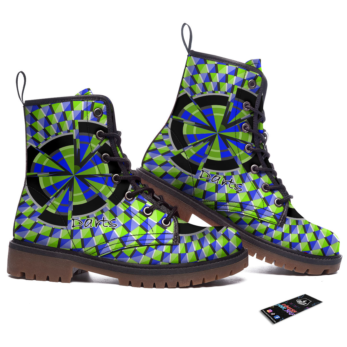 Optical Illusion Dartboard Moving Work Boots-grizzshop