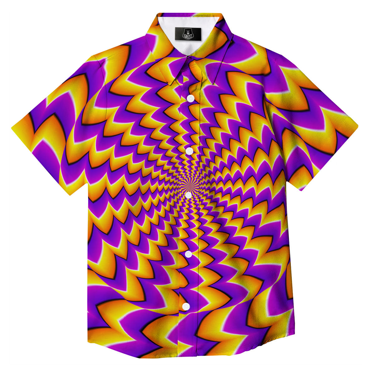 Optical Illusion Moving Dizzy Circle Button Up Shirt-grizzshop