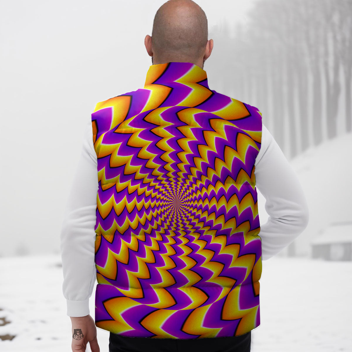 Optical Illusion Moving Dizzy Circle Down Vest-grizzshop