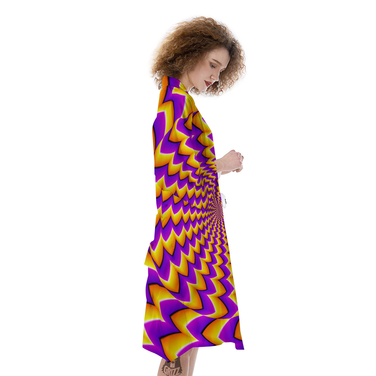 Optical Illusion Moving Dizzy Circle Kimono-grizzshop