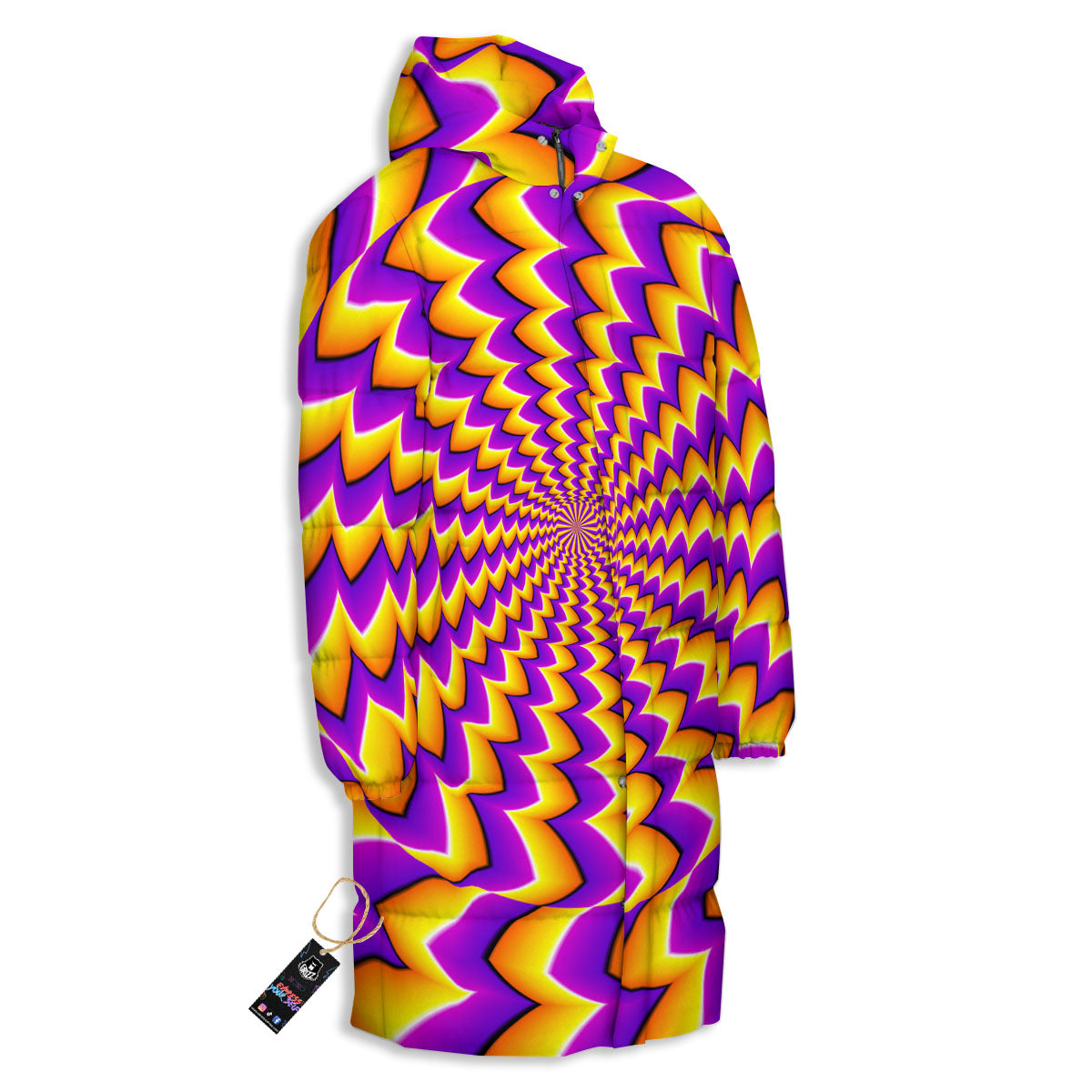 Optical Illusion Moving Dizzy Circle Long Down Jacket-grizzshop