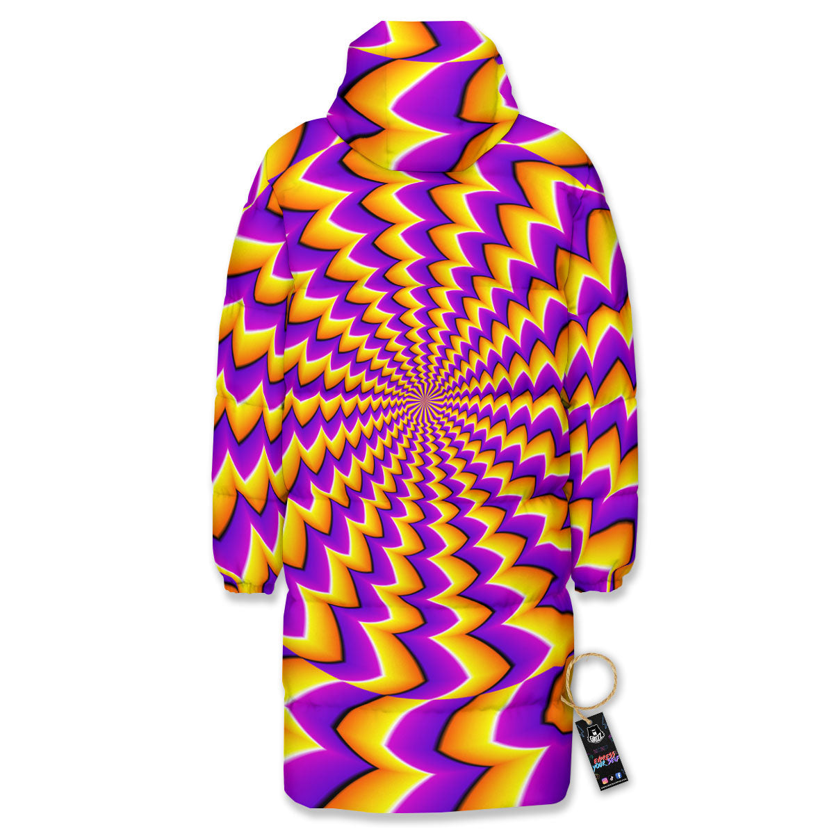 Optical Illusion Moving Dizzy Circle Long Down Jacket-grizzshop