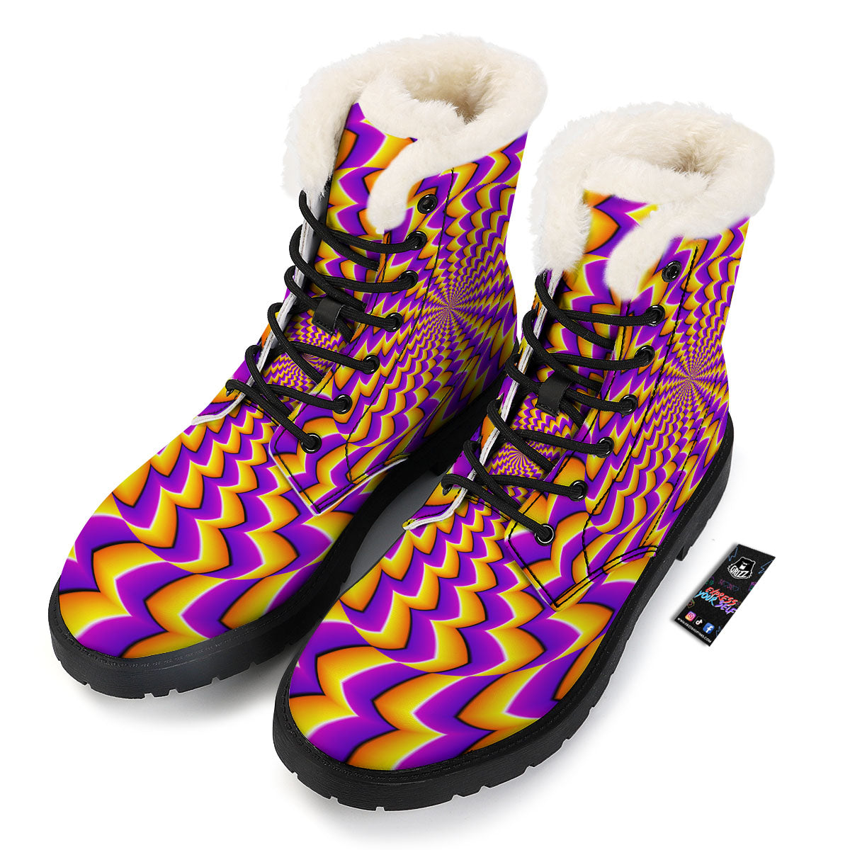 Optical Illusion Moving Dizzy Circle Winter Boots-grizzshop