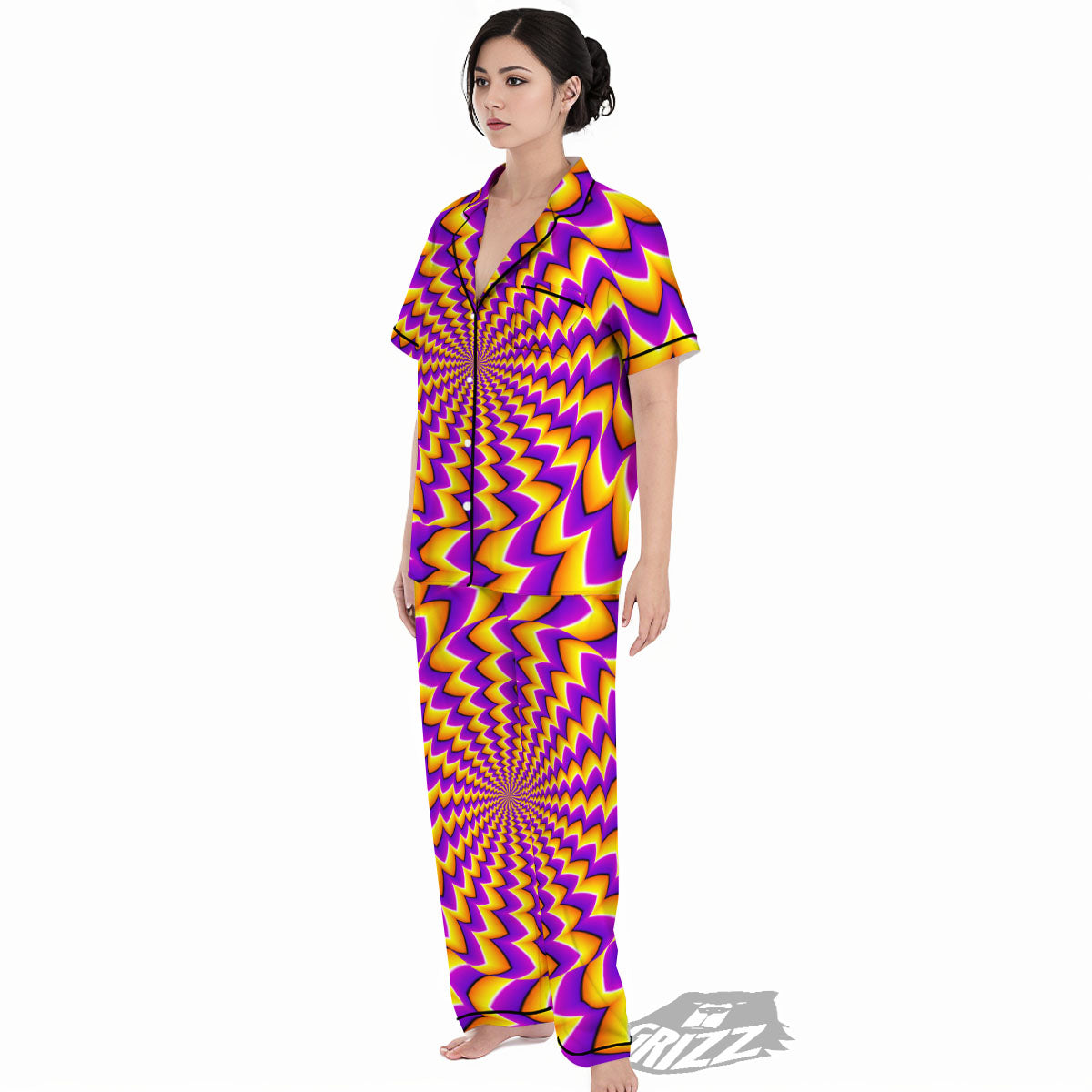 Optical Illusion Moving Dizzy Circle Women's Pajamas Set-grizzshop