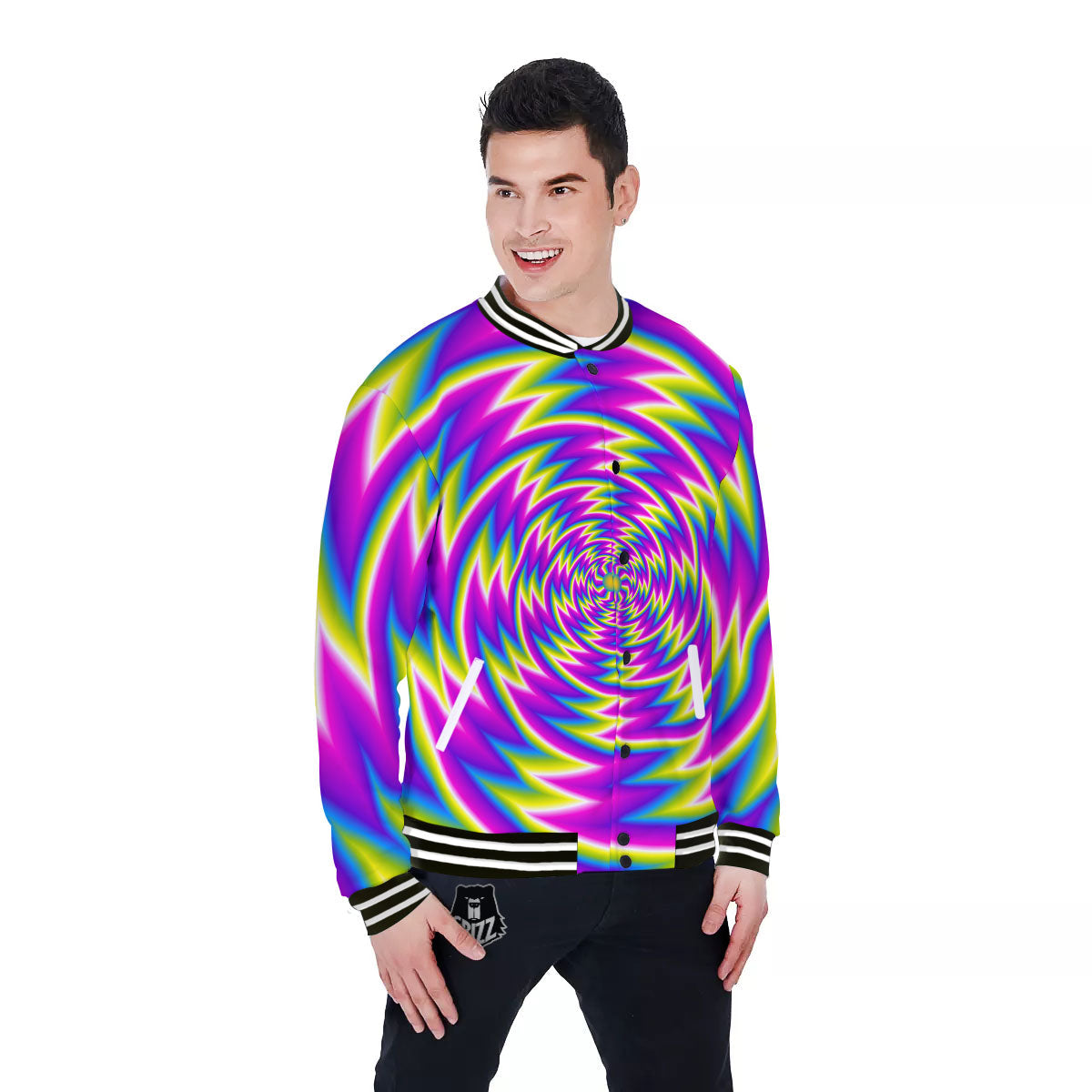 Optical Illusion Moving Dizzy Spiral Baseball Jacket-grizzshop