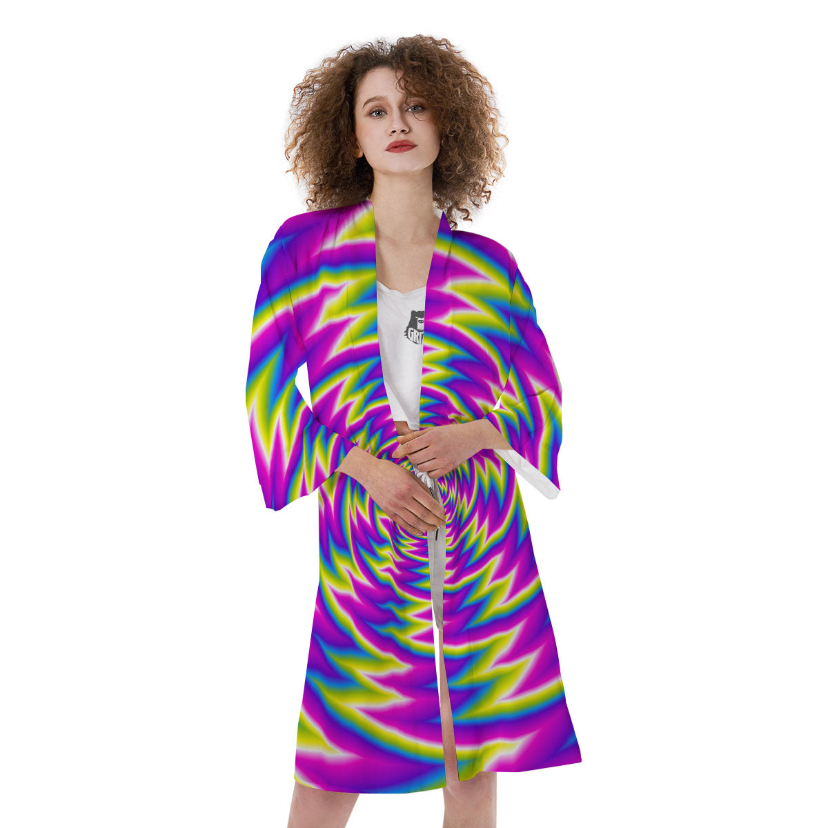Optical Illusion Moving Dizzy Spiral Kimono-grizzshop