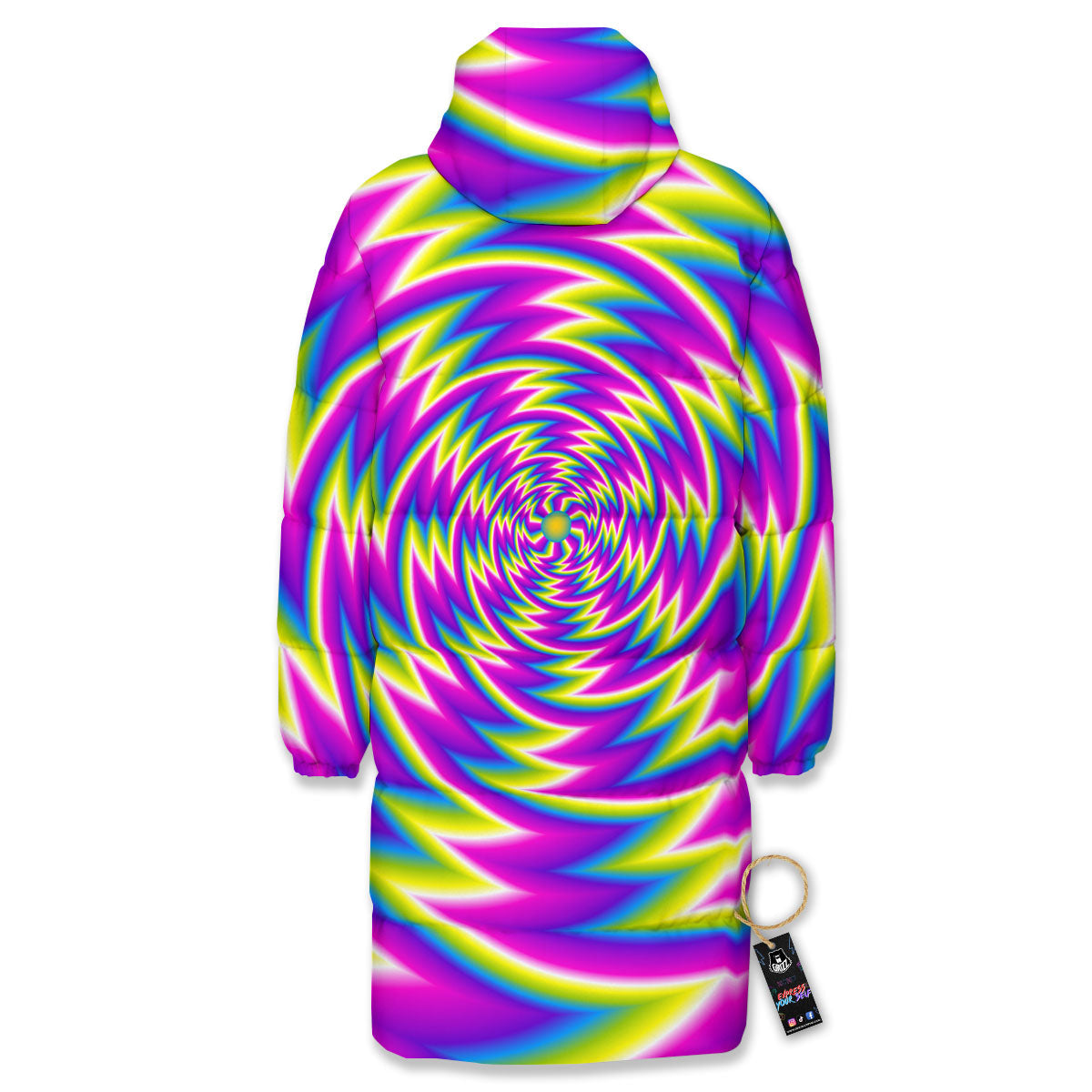 Optical Illusion Moving Dizzy Spiral Long Down Jacket-grizzshop