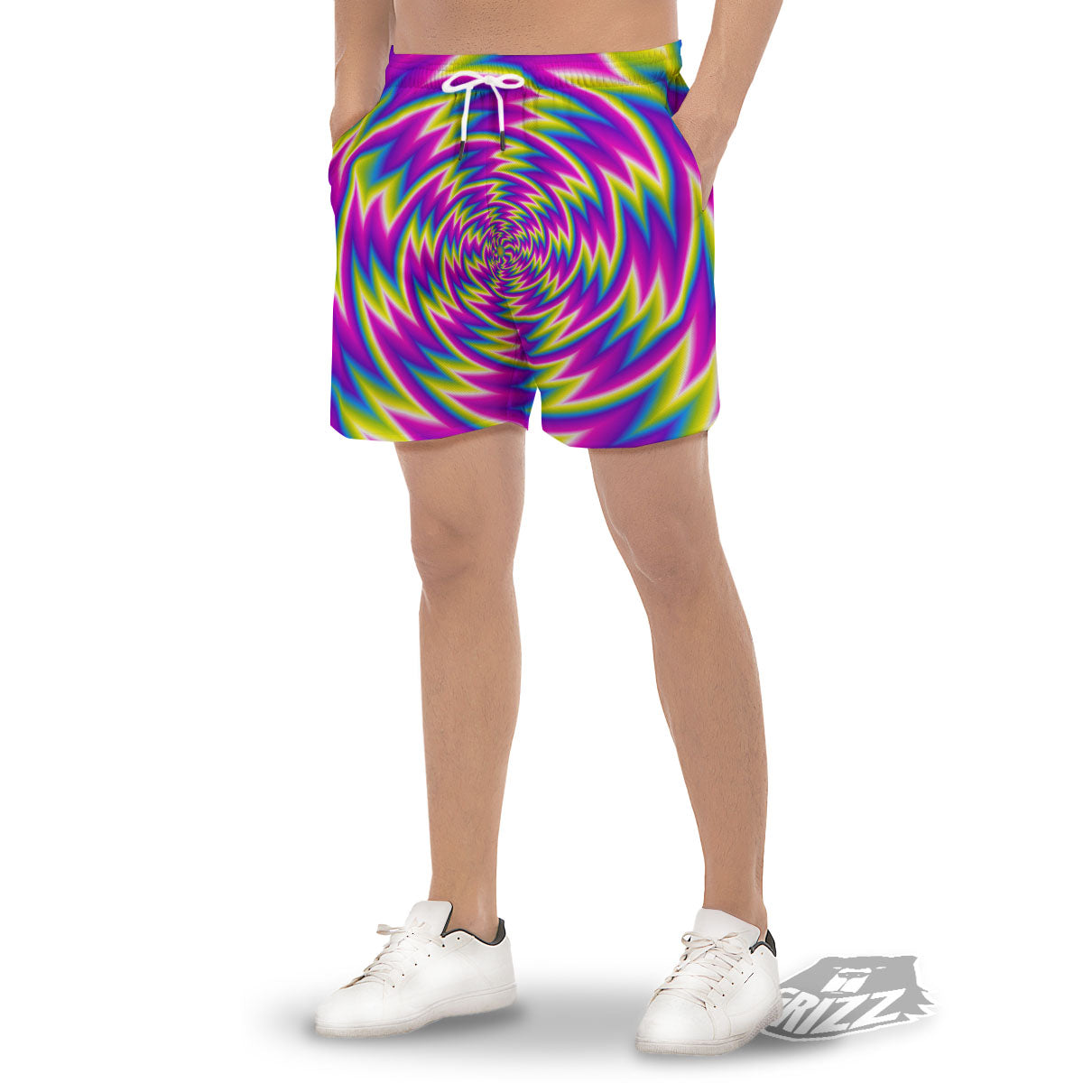 Optical Illusion Moving Dizzy Spiral Men's Gym Shorts-grizzshop