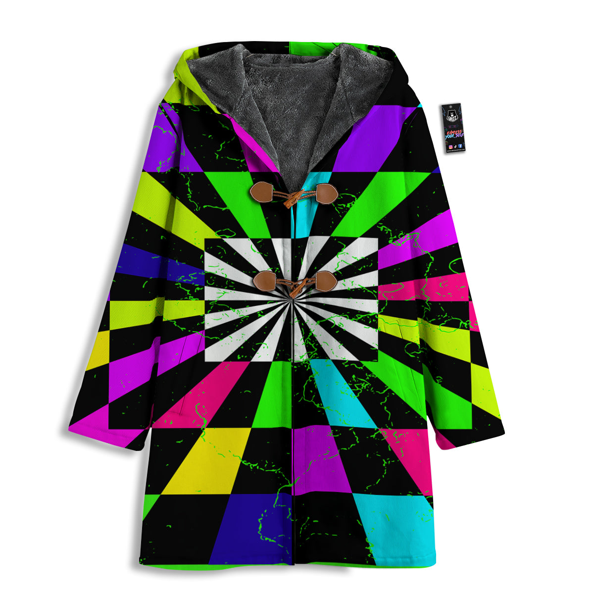Optical Illusion Neon Abstract Print Men's Windbreaker Jacket-grizzshop