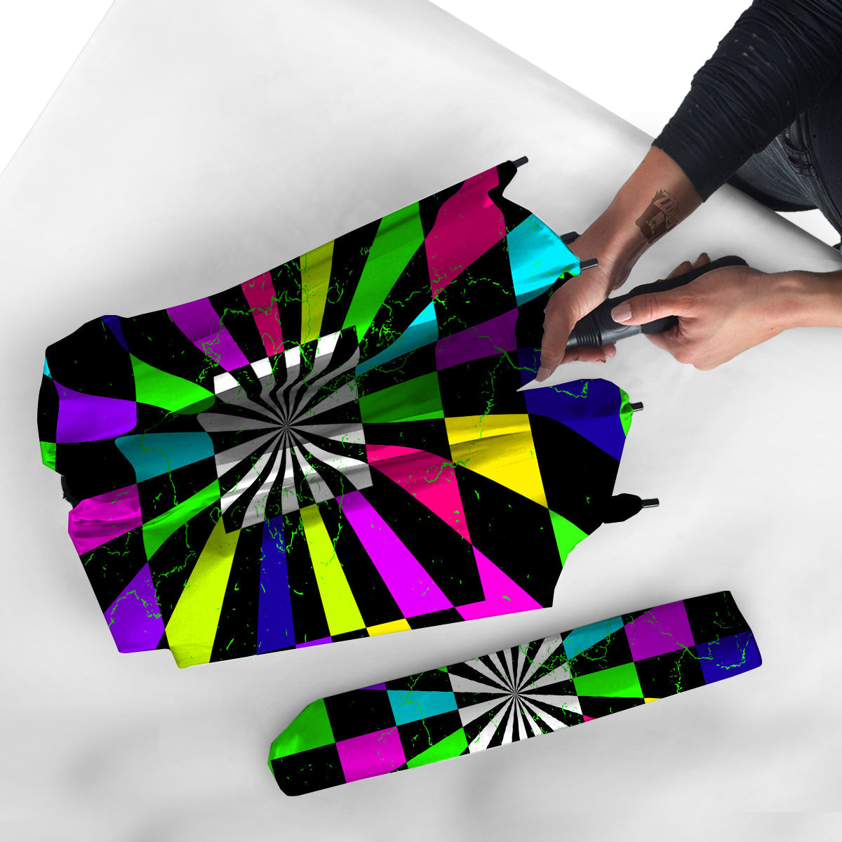 Optical Illusion Neon Abstract Print Umbrella-grizzshop