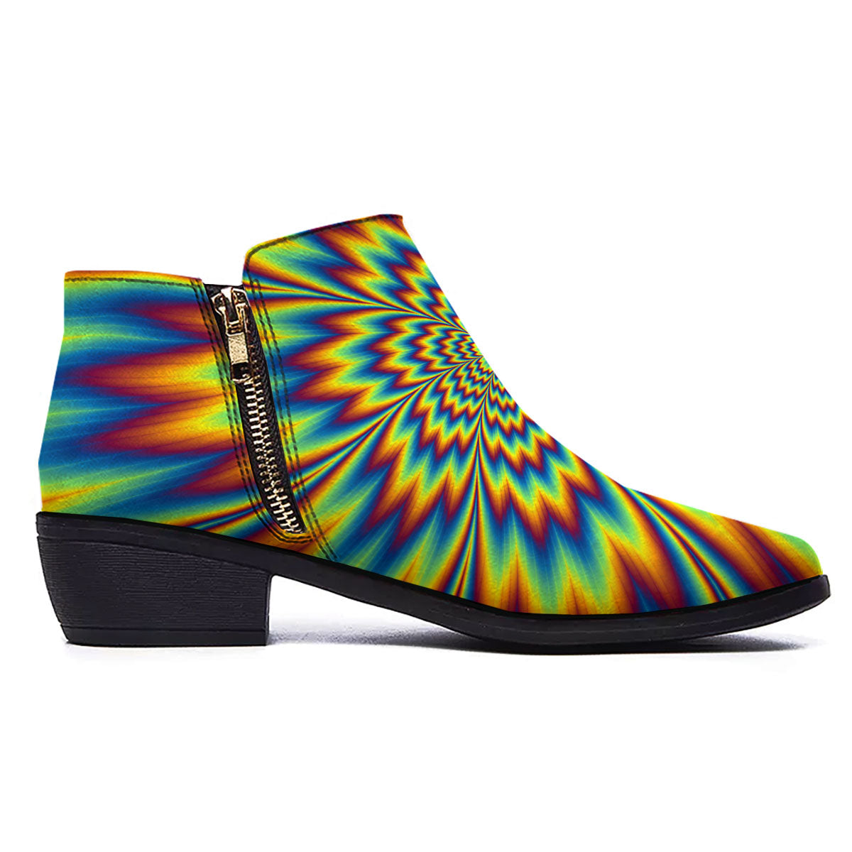 Optical Illusion Neon Psychedelic Ankle Boots-grizzshop