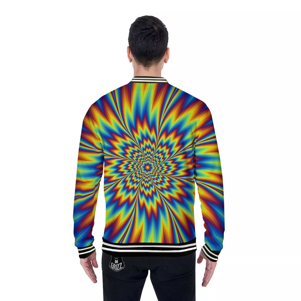 Optical Illusion Neon Psychedelic Baseball Jacket-grizzshop