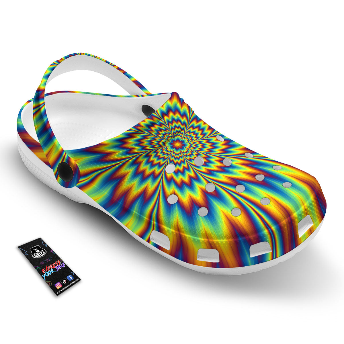 Optical Illusion Neon Psychedelic Clog-grizzshop