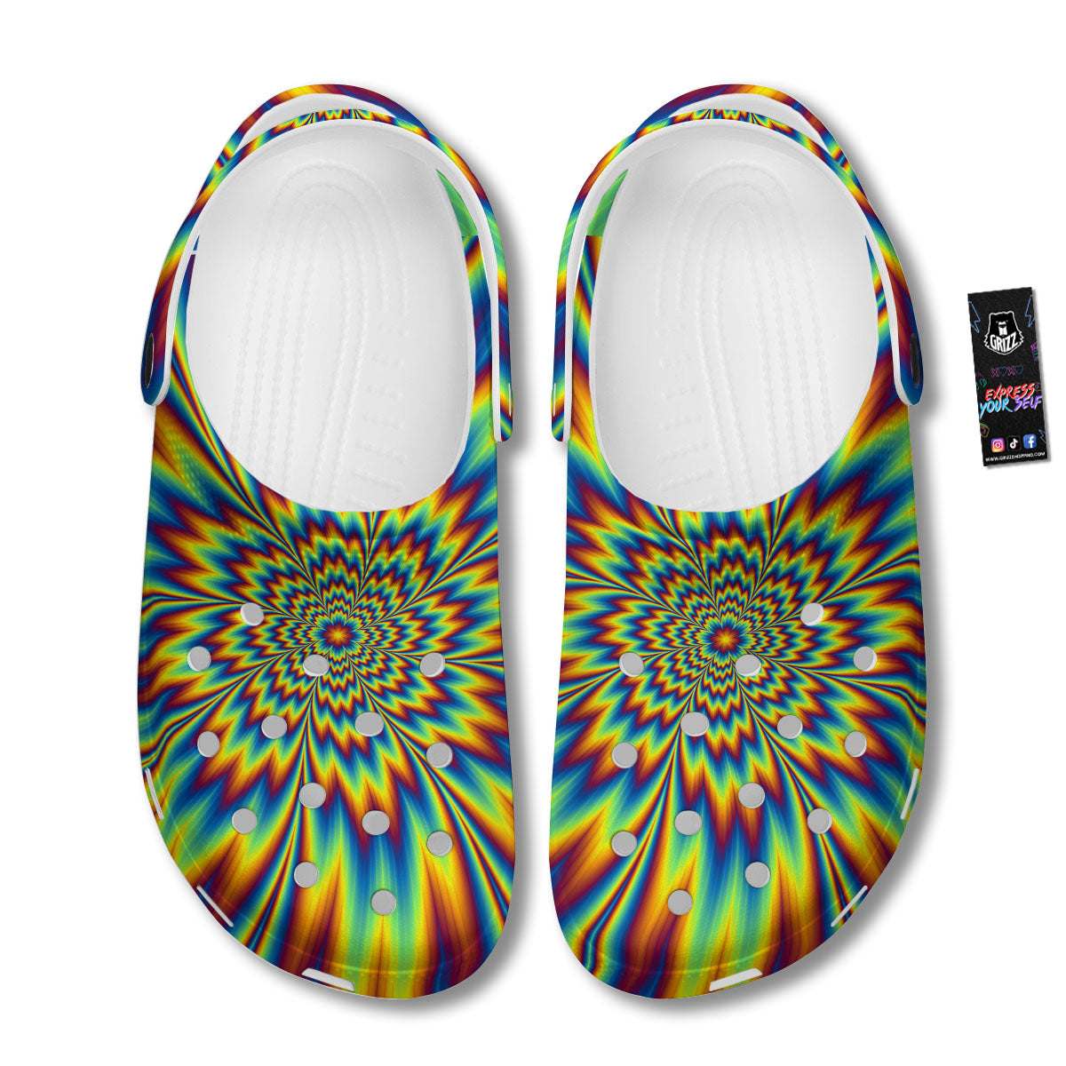 Optical Illusion Neon Psychedelic Clog-grizzshop