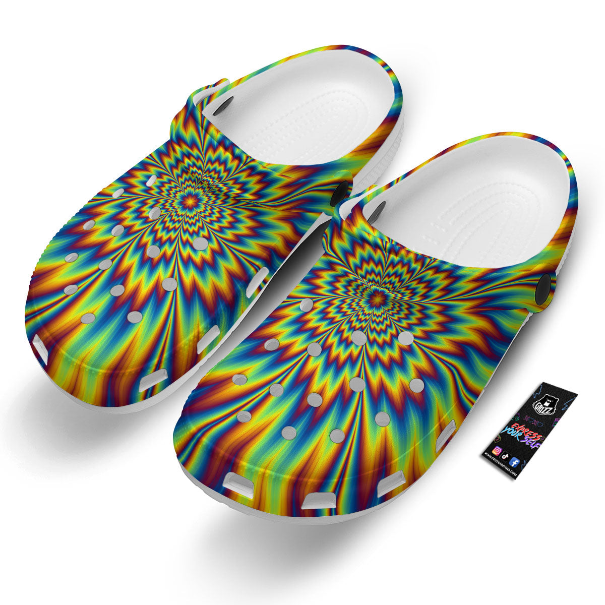 Optical Illusion Neon Psychedelic Clog-grizzshop