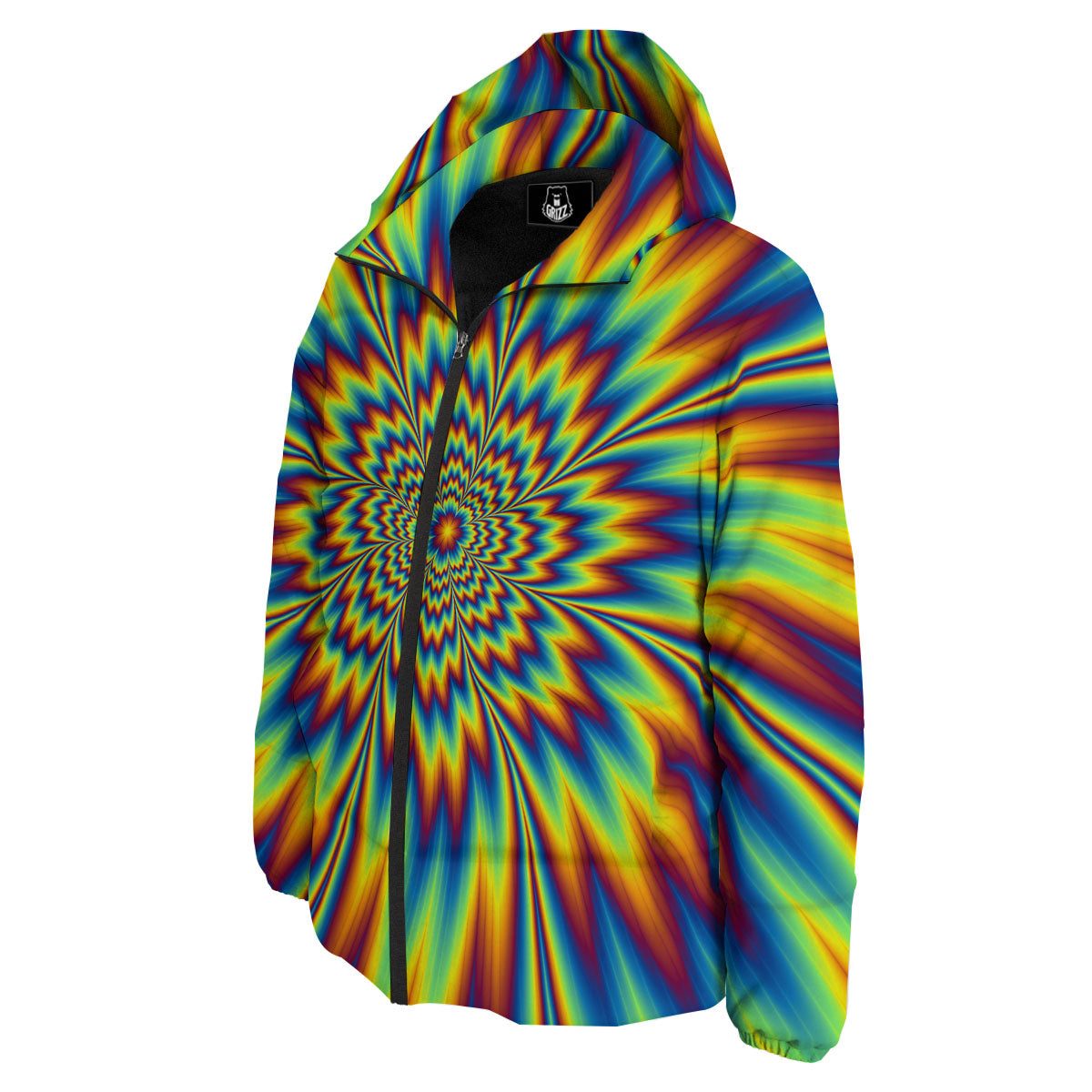 Optical Illusion Neon Psychedelic Down Jacket-grizzshop
