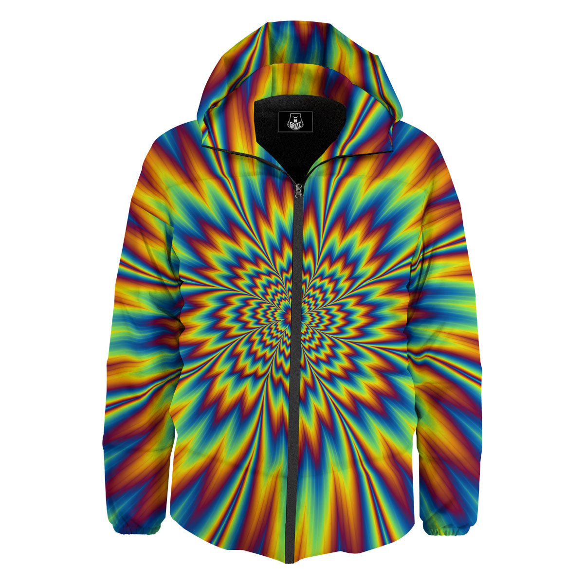 Optical Illusion Neon Psychedelic Down Jacket-grizzshop