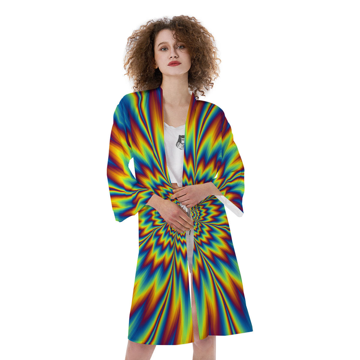 Optical Illusion Neon Psychedelic Kimono-grizzshop
