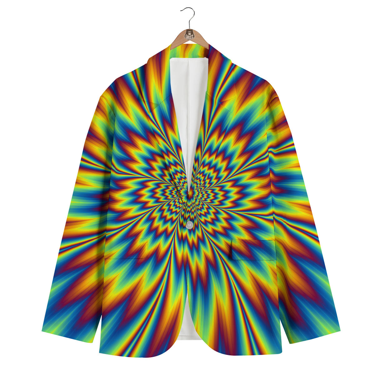 Optical Illusion Neon Psychedelic Men's Blazer-grizzshop